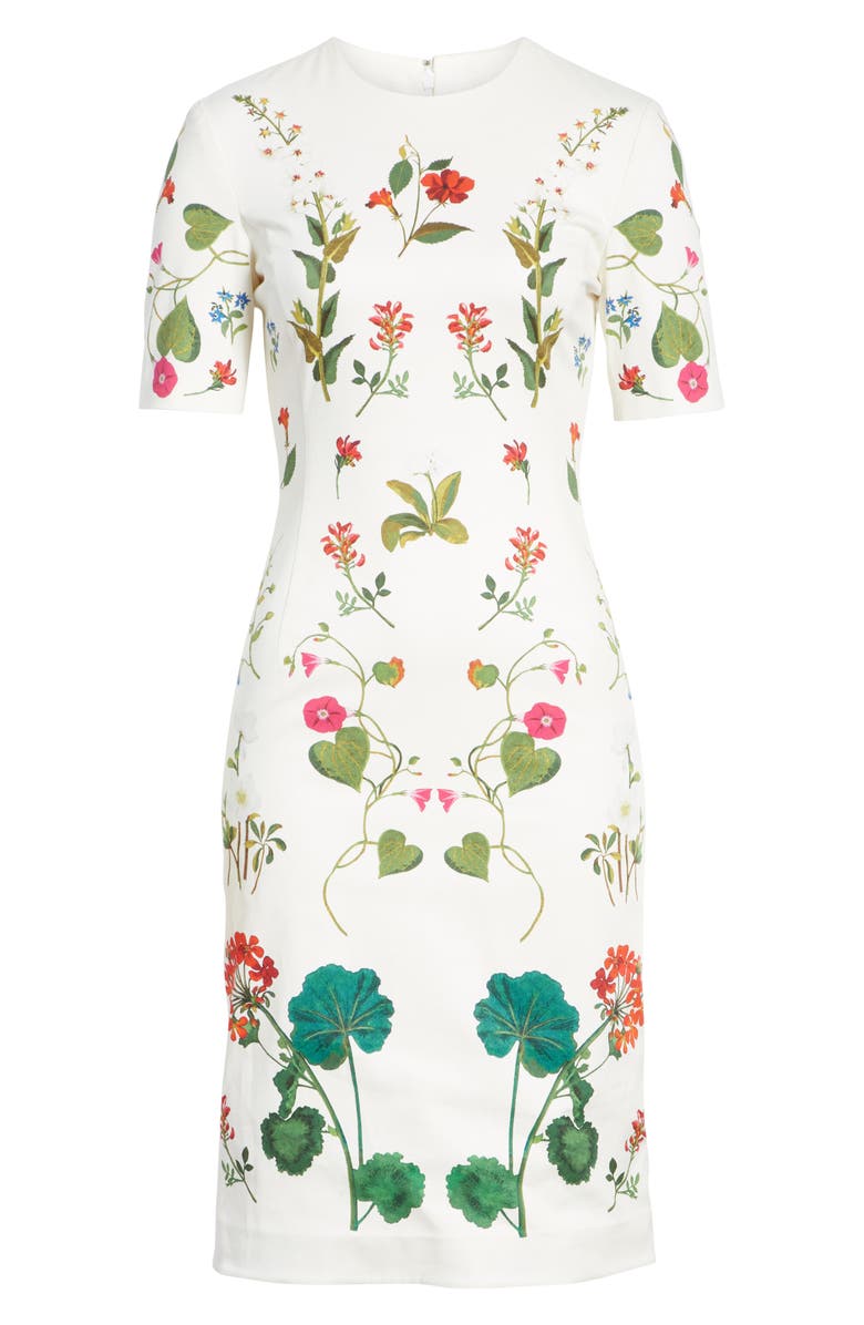 Oscar de la Renta Garden Print Sheath Dress, Alternate, color, 