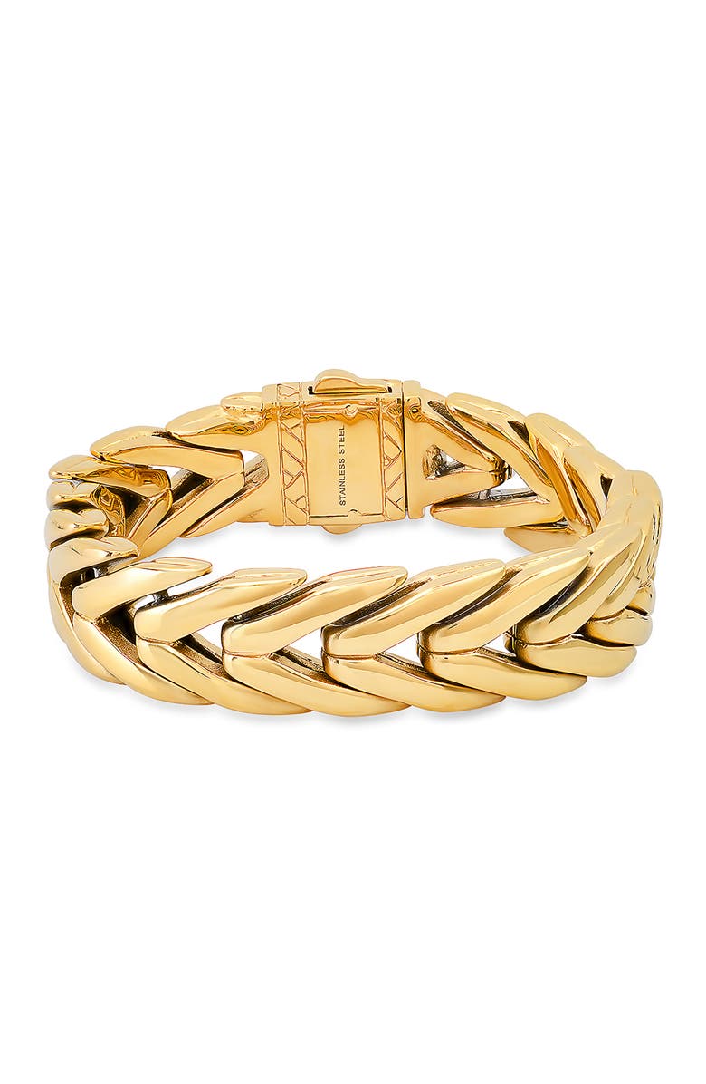 HMY JEWELRY Chunky Wheat Chain Bracelet, Main, color, Gold