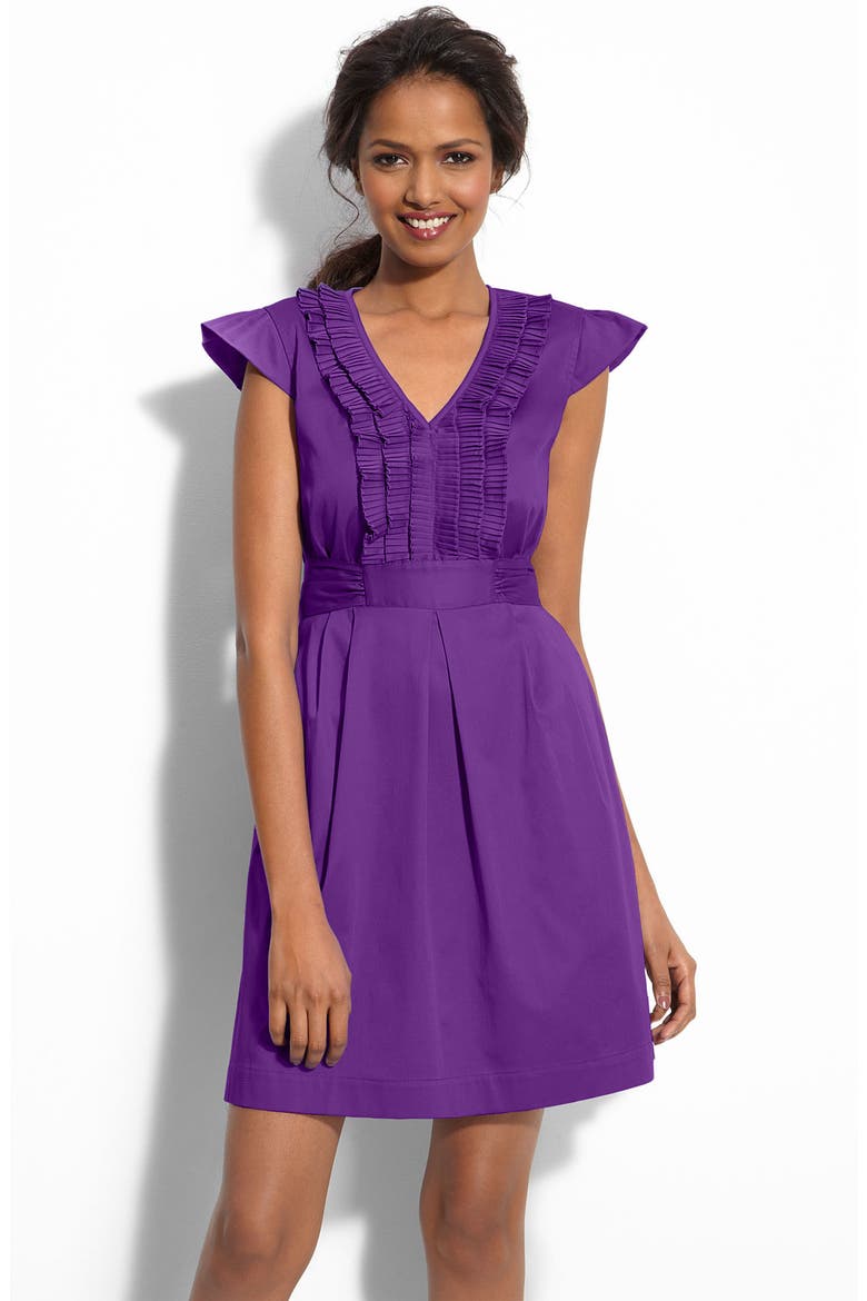 Ruffle Front Sateen Dress, Main, color, MULBERRY