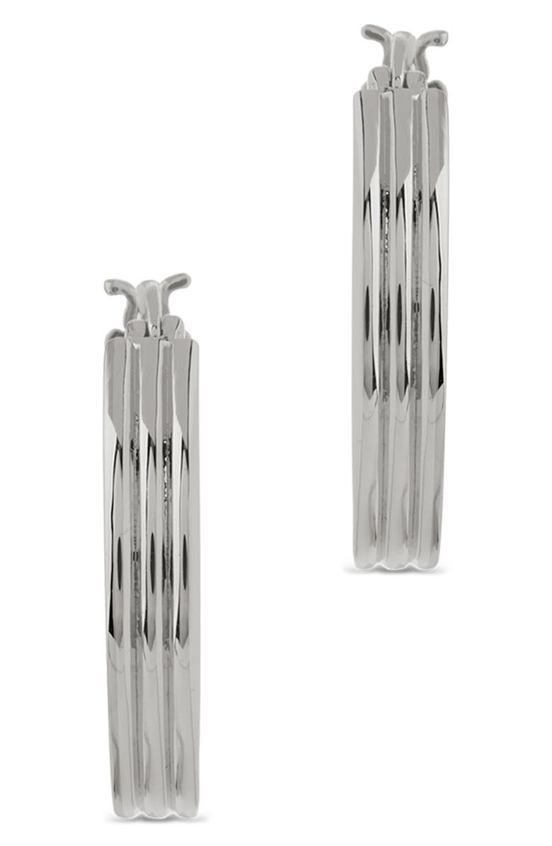 Sterling Forever Hannah Ribbed Hoop Earrings, Alternate, color, Silver