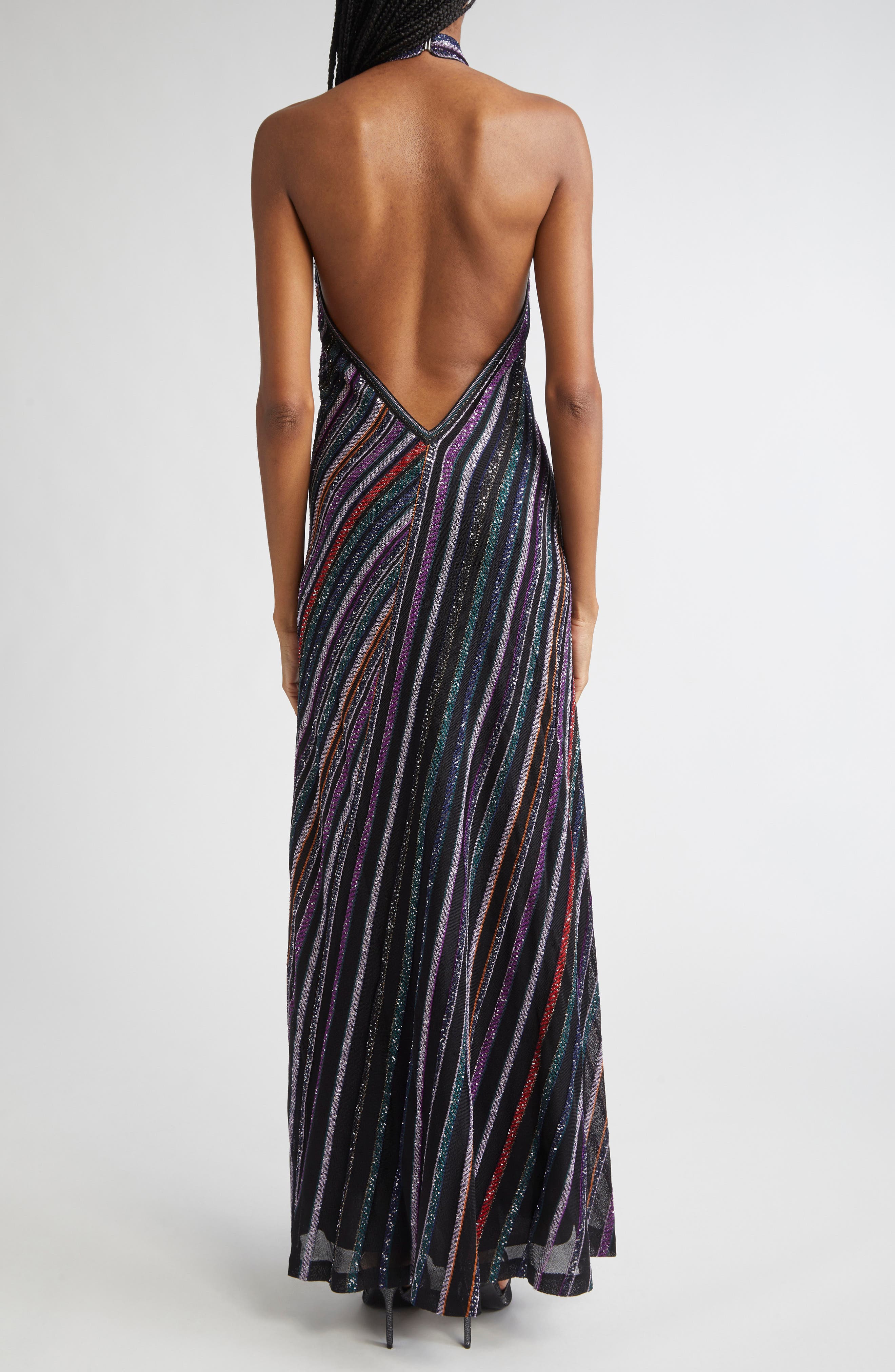 Sequin Stripe Metallic Knit Dress - image 2