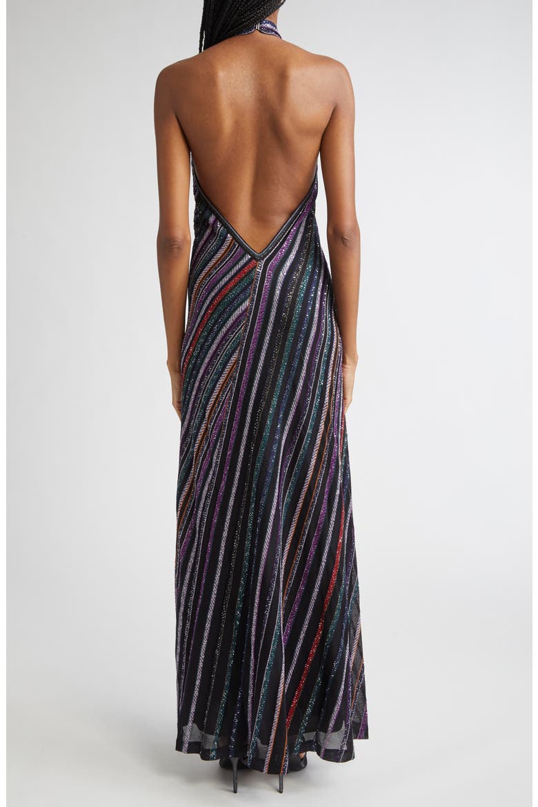 Sequin Stripe Metallic Knit Dress, Alternate, color, PURPLE BLACK ORANGE MULTI