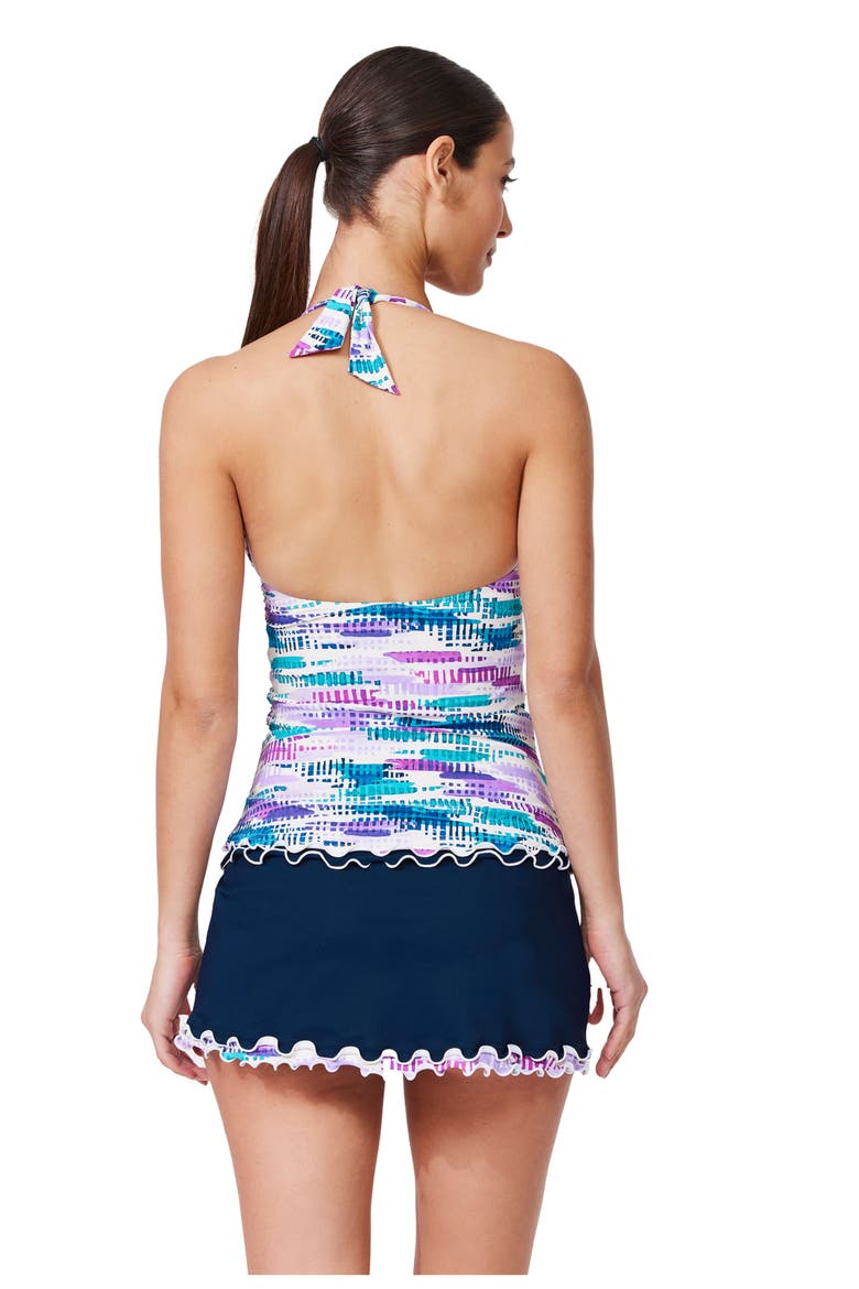 Canva Tricolore Halter Tankini Top, Alternate, color, Multi-Blue