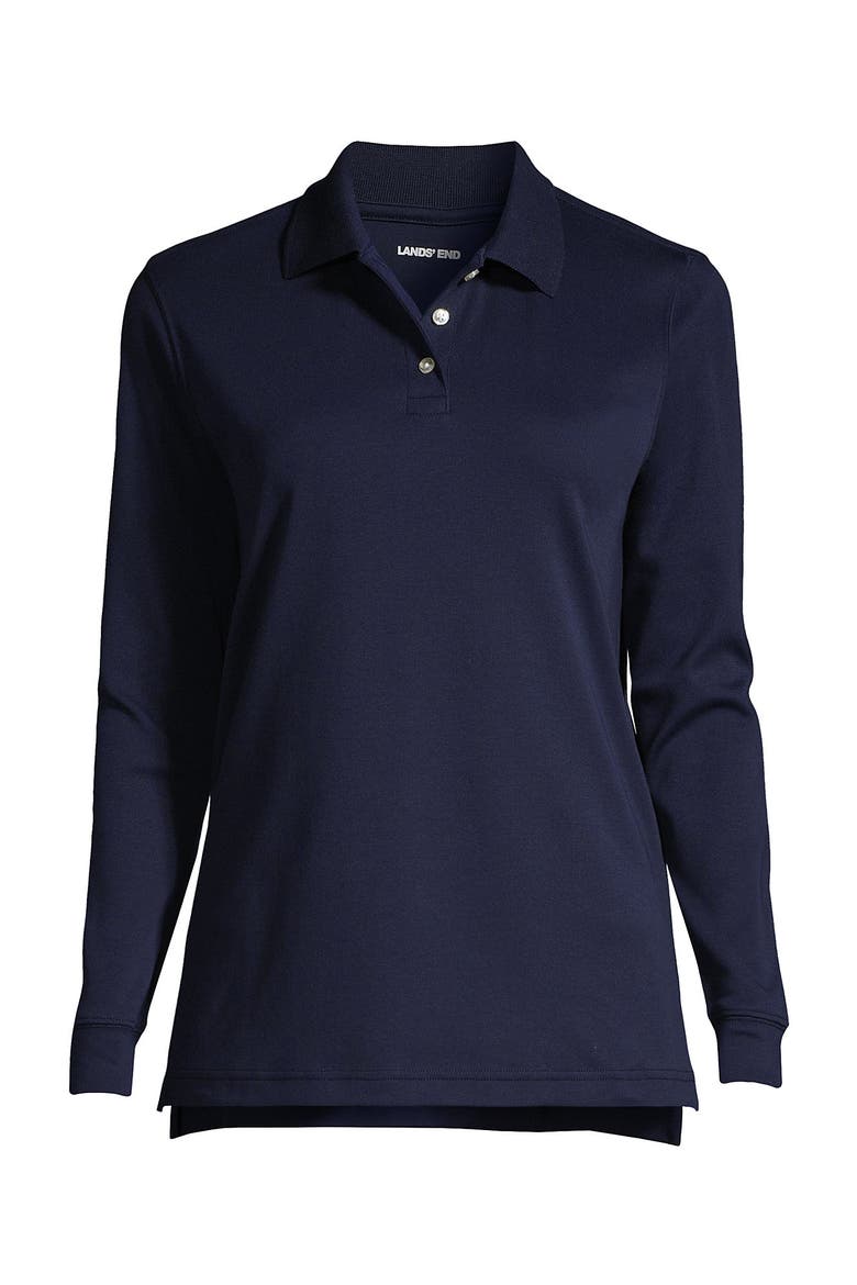 School Uniform  Long Sleeve Interlock Polo Shirt, Alternate, color, Classic Navy