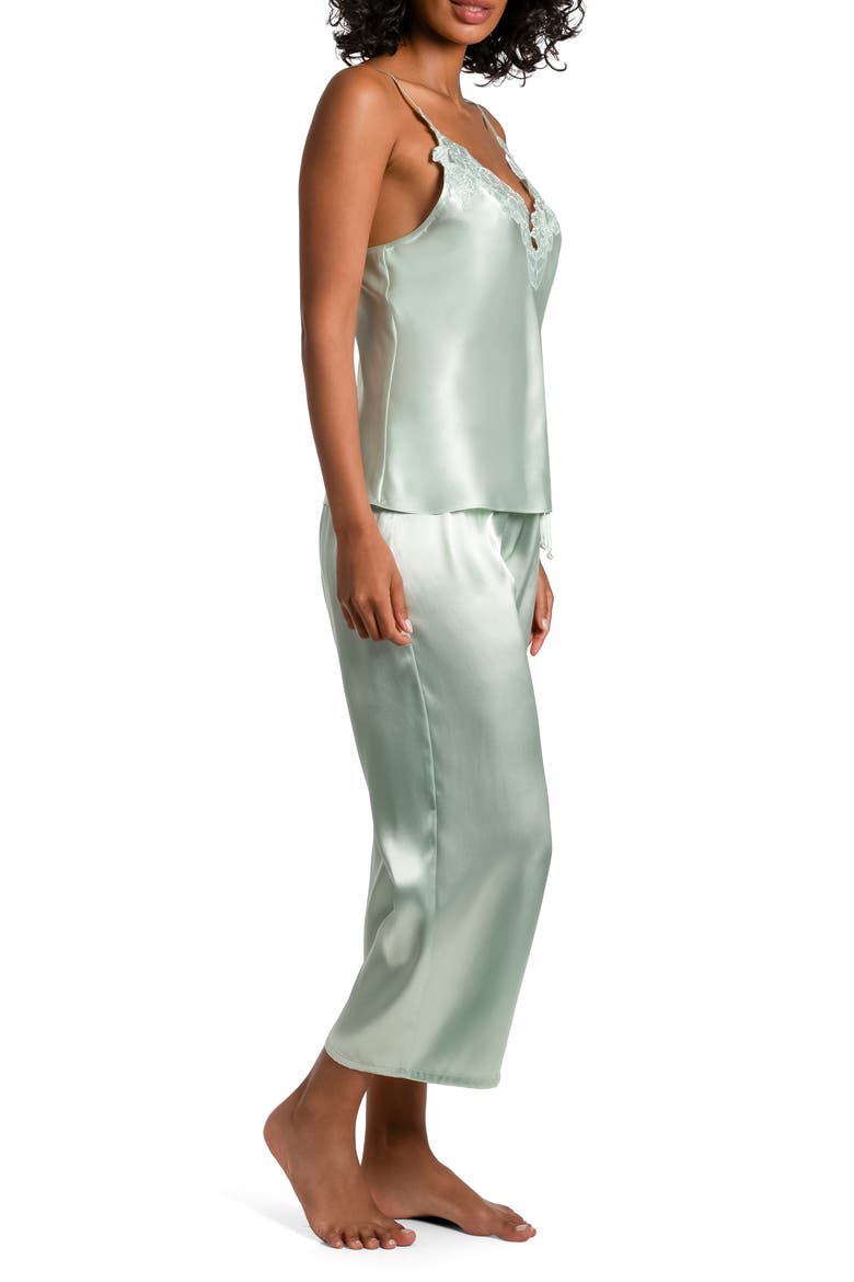 Adore You Satin Crop Pajamas, Alternate, color, CELADON
