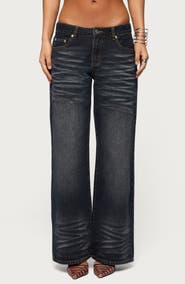 EDIKTED Magda Low Rise Baggy Wide Leg Jeans