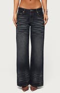 EDIKTED Magda Low Rise Baggy Wide Leg Jeans