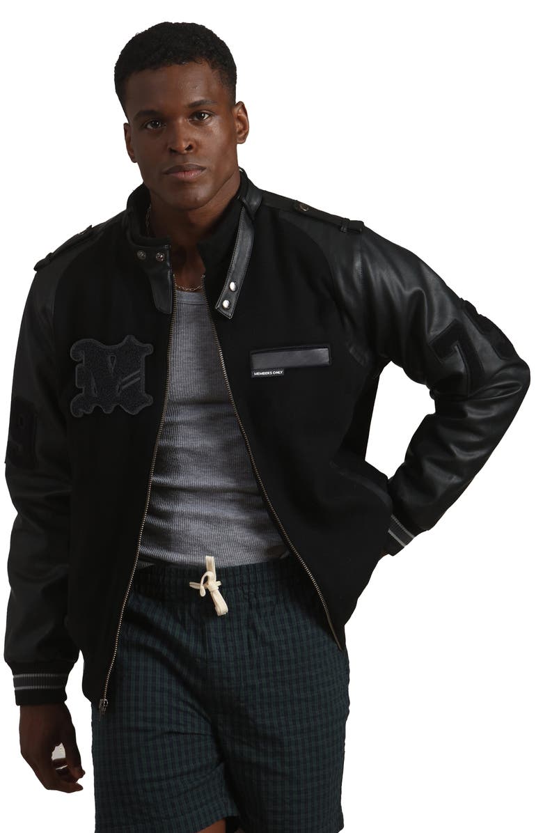 Members Only Men's Varsity Jacket, Alternate, color, Black
