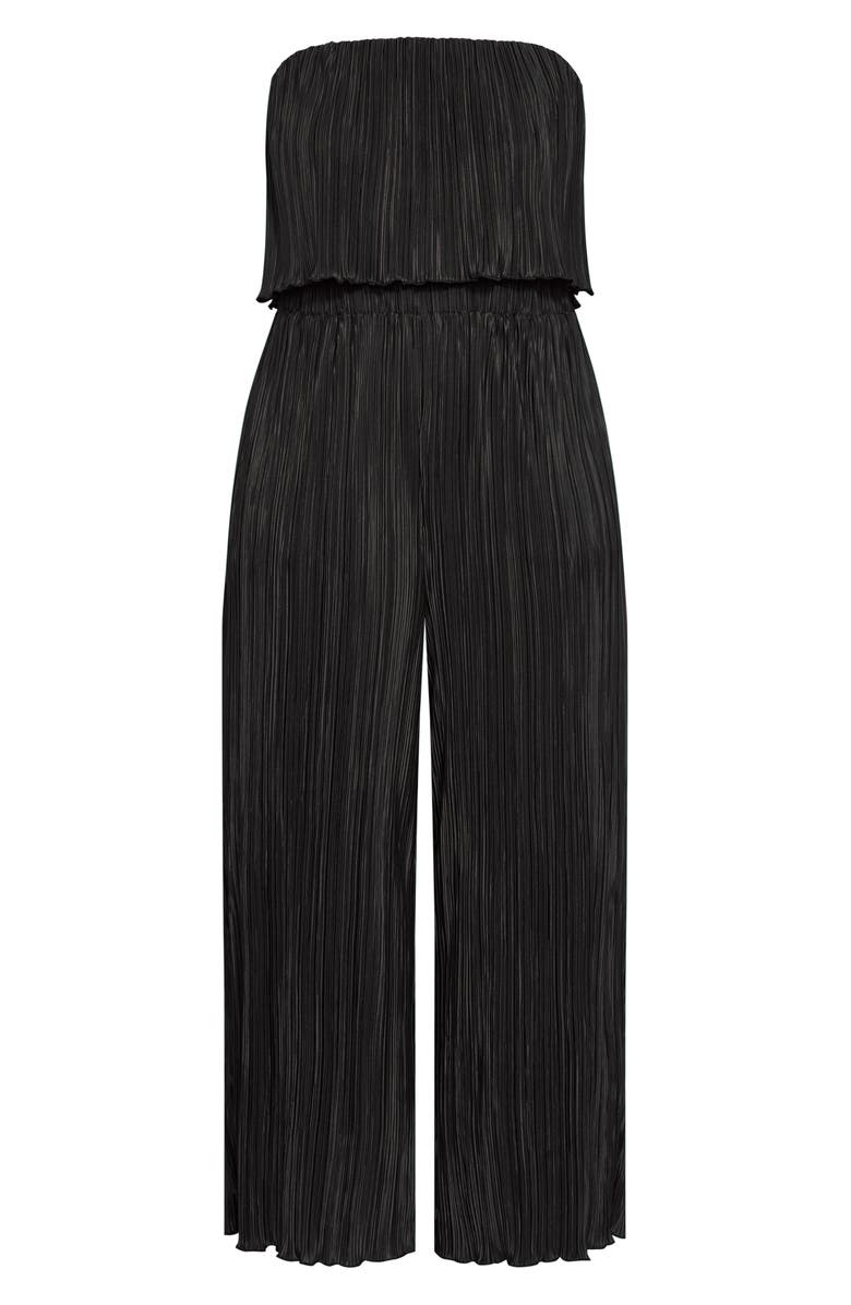 City Chic Hailee Strapless Plissé Jumpsuit, Alternate, color,
