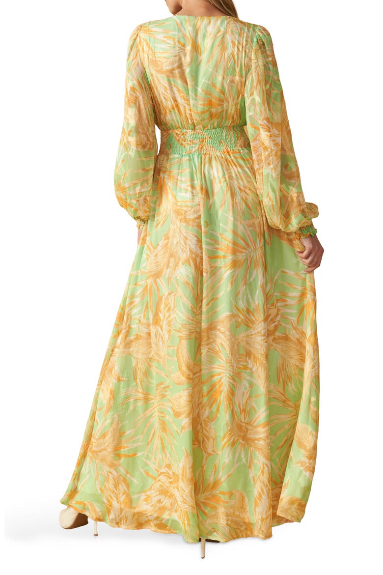 Palm Frond Print Maxi Dress, Alternate, color, SAGE