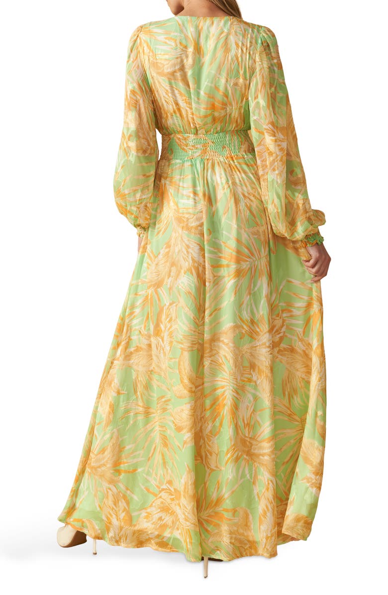 FLYING TOMATO Palm Frond Print Maxi Dress, Alternate, color, Sage