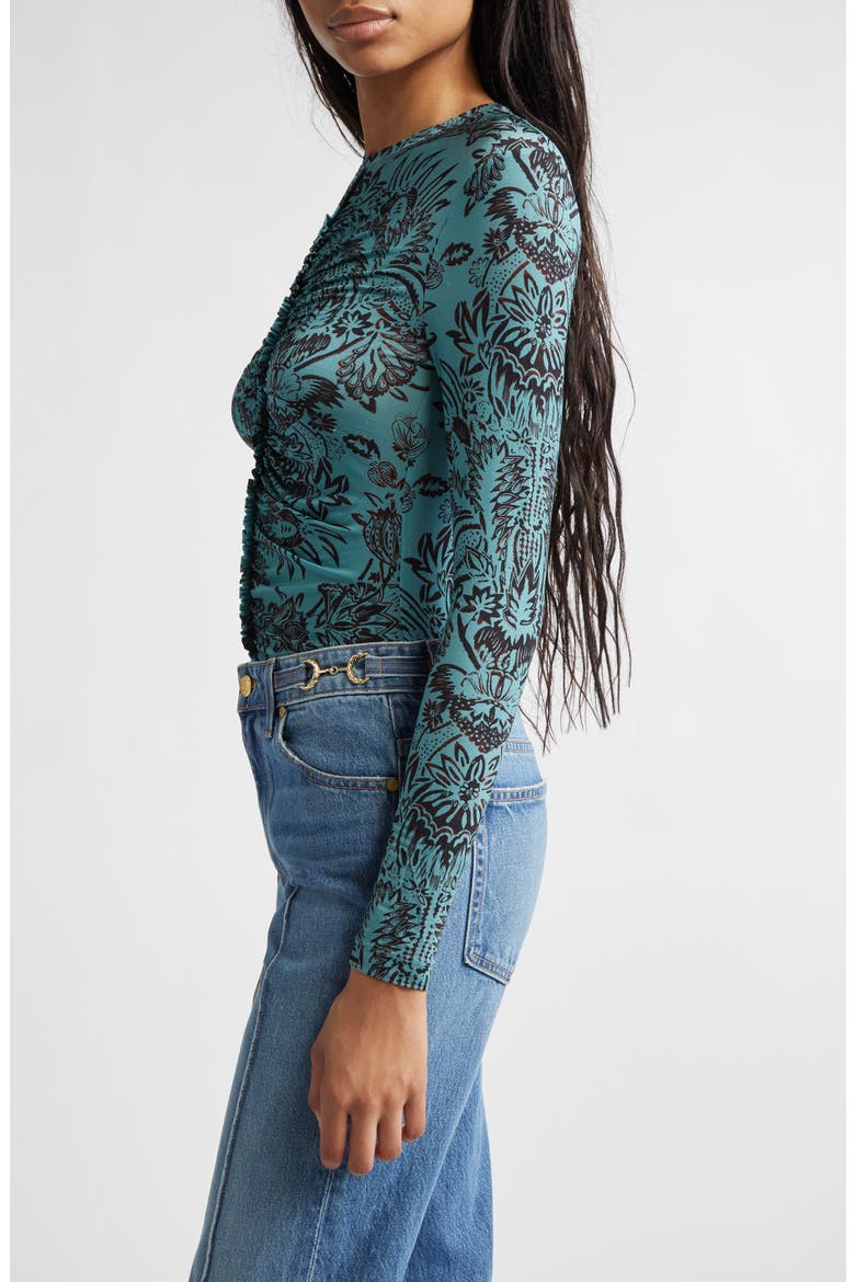 Asha Ruched Top, Alternate, color, OCEAN FLORA