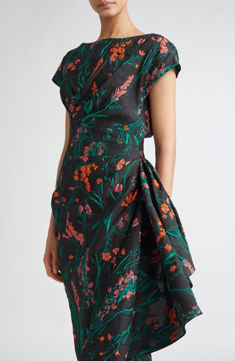 Lela Rose Florence Ruched Floral Jacquard Gown, Alternate, color, 