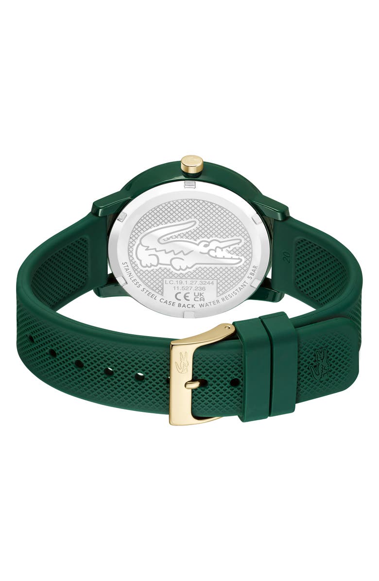 Lacoste L.12.12 Silicone Strap Watch, 36mm, Alternate, color, Green
