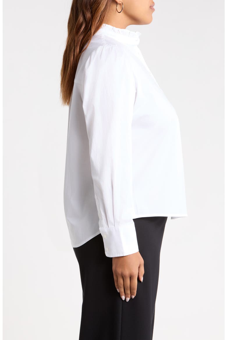Ruffle Neck Puff Sleeve Top, Alternate, color, WHITE