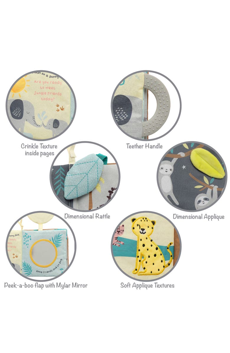 Lambs & Ivy Jungle Friends Developmental Soft Book & Elephant Plush Toy Gift Set, Alternate, color, Multicolor