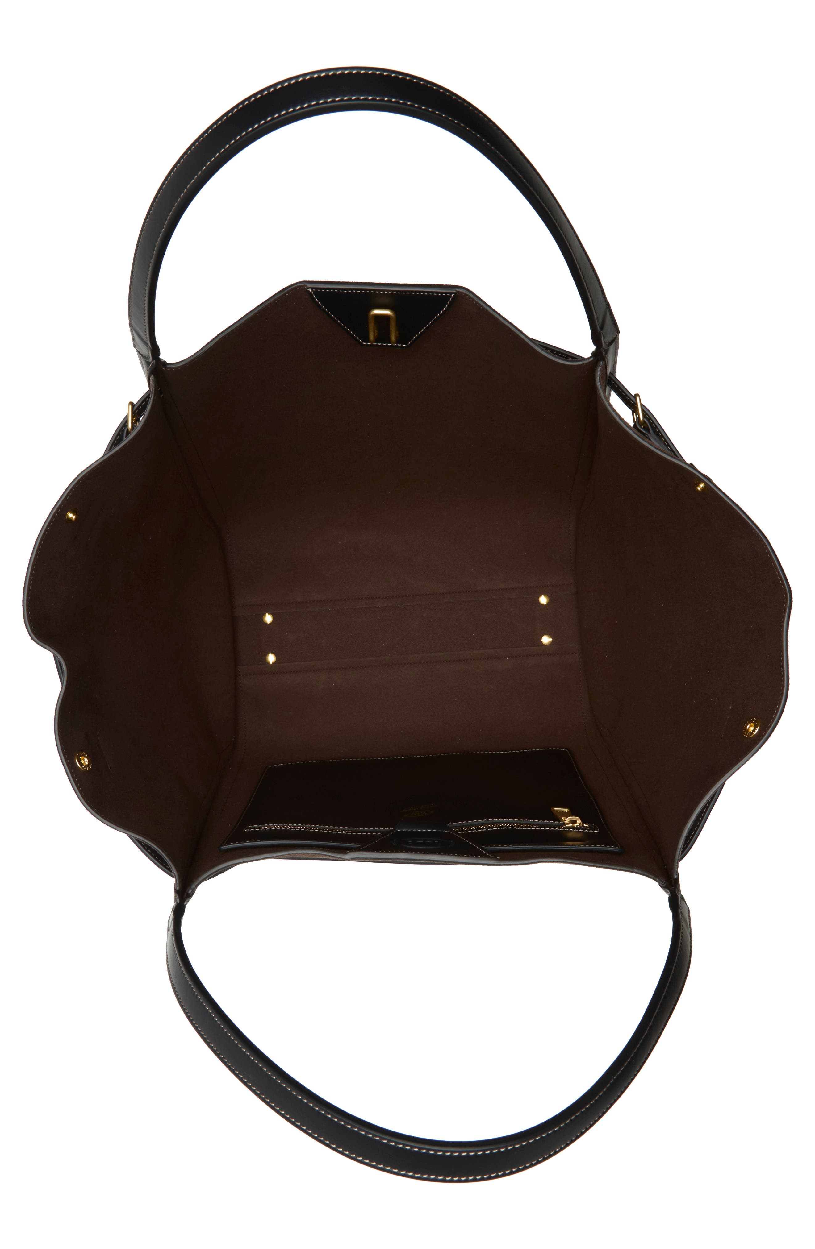 Medium T Signature Suede Shopping Bag, Alternate, color, PALISSANDRO/ NERO