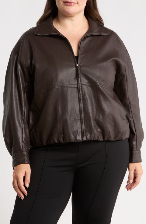 Faux Leather Bomber Jacket