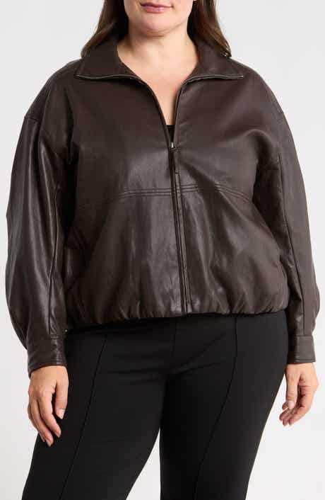 Faux Leather Bomber Jacket