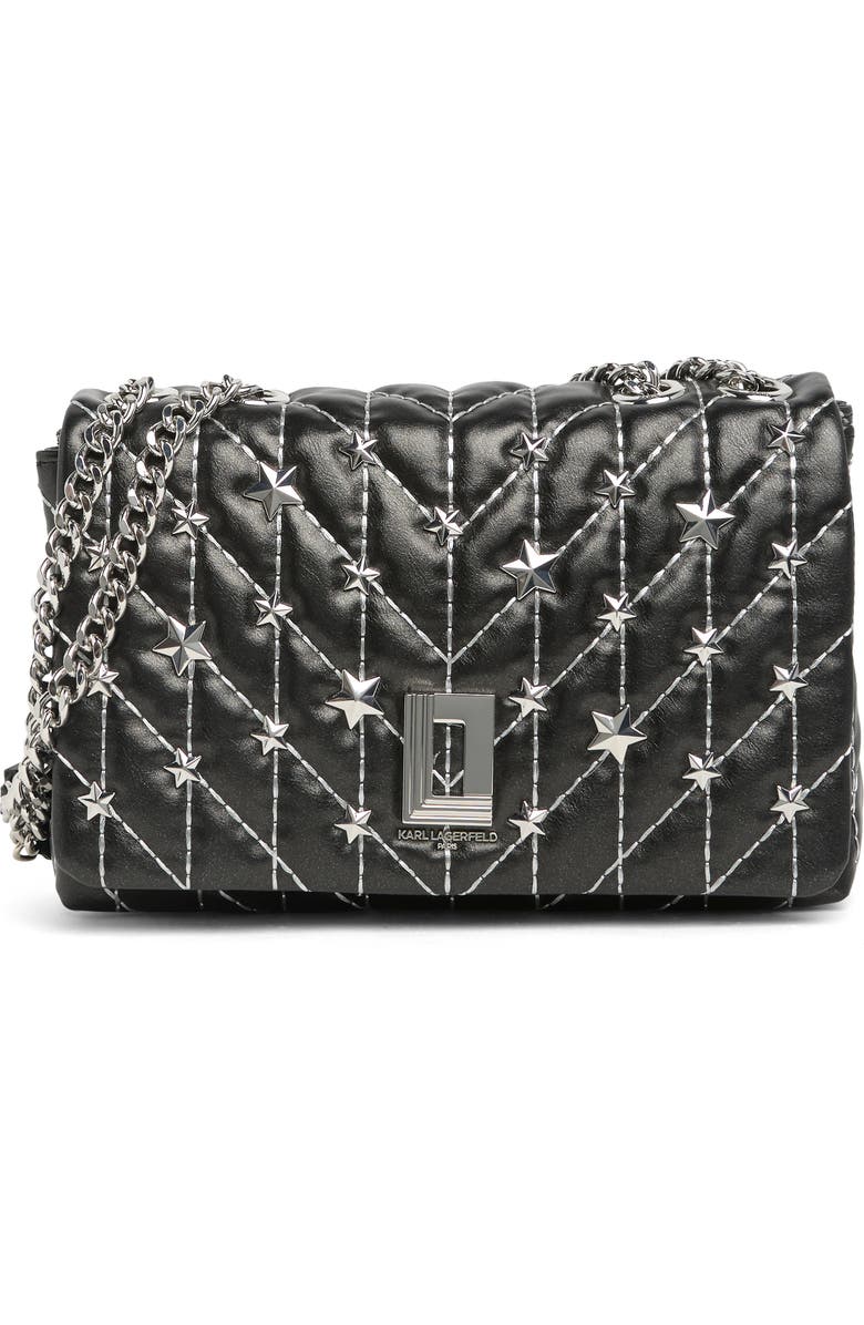 KARL LAGERFELD PARIS Lafayette Star Studded Shoulder Bag, Main, color,