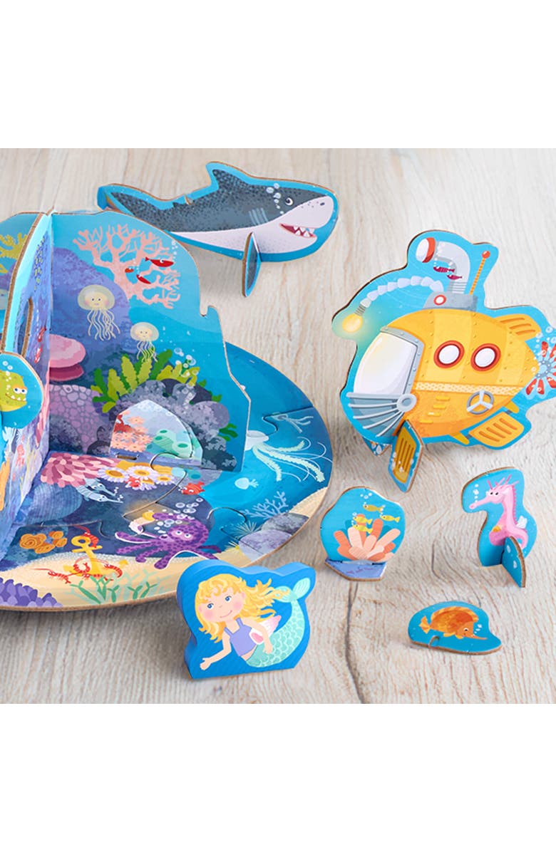 HABA 3D Puzzle Underwater Play World 36-Piece with Wooden Figures, Alternate, color, Blue Multi