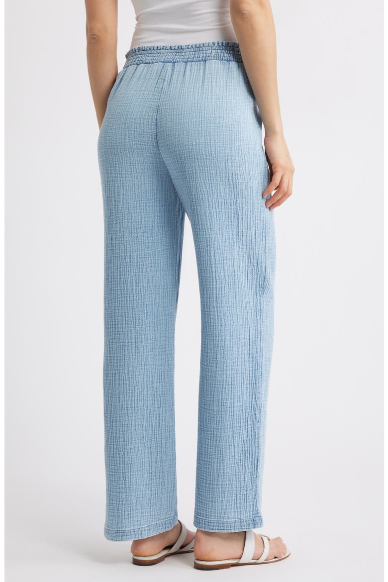 Cairo Smock Waist Cotton Pants, Alternate, color, BLUE ACID WASH