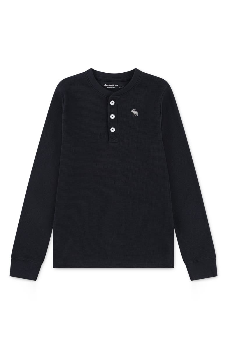 abercrombie kids Kids' Waffle Henley, Main, color, Anf Anthracite
