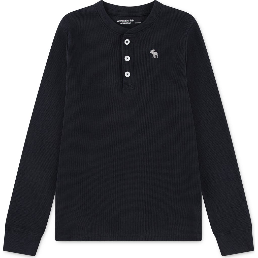 Abercrombie Kids Kids' Waffle Henley In Black