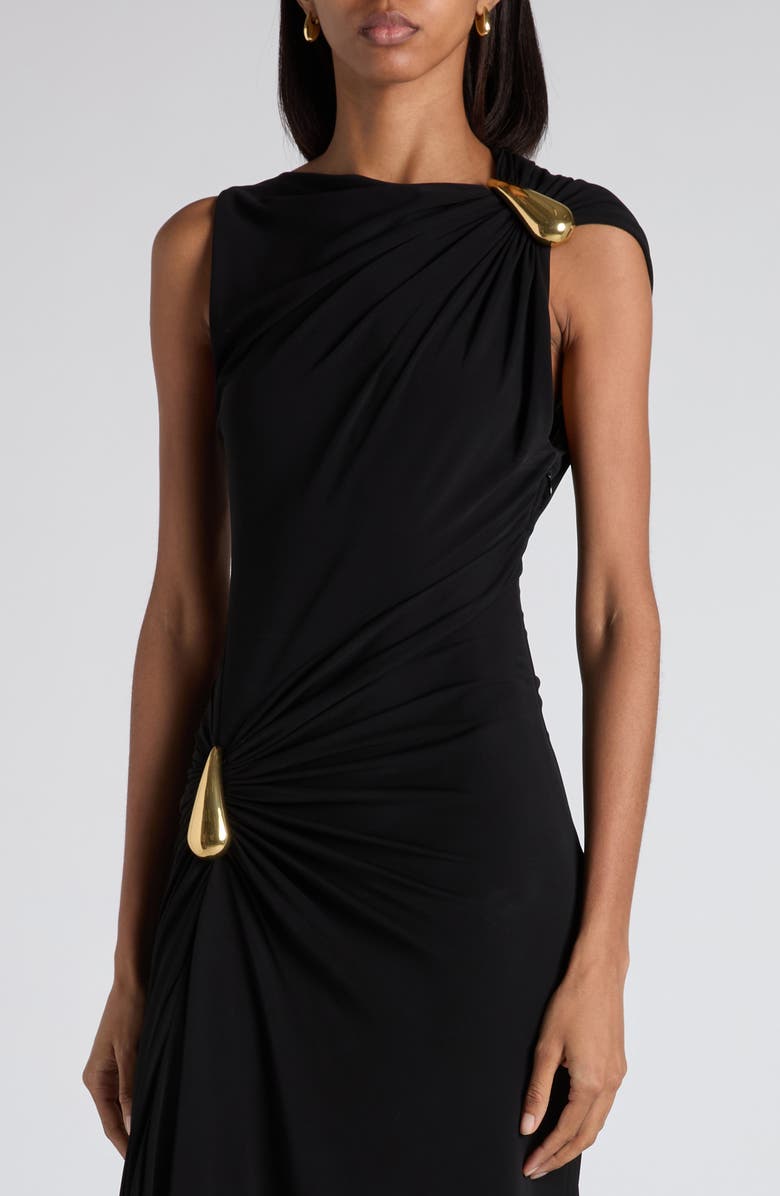 Bottega Veneta Detachable Drop Detail Matte Crepe Jersey Dress, Alternate, color, 