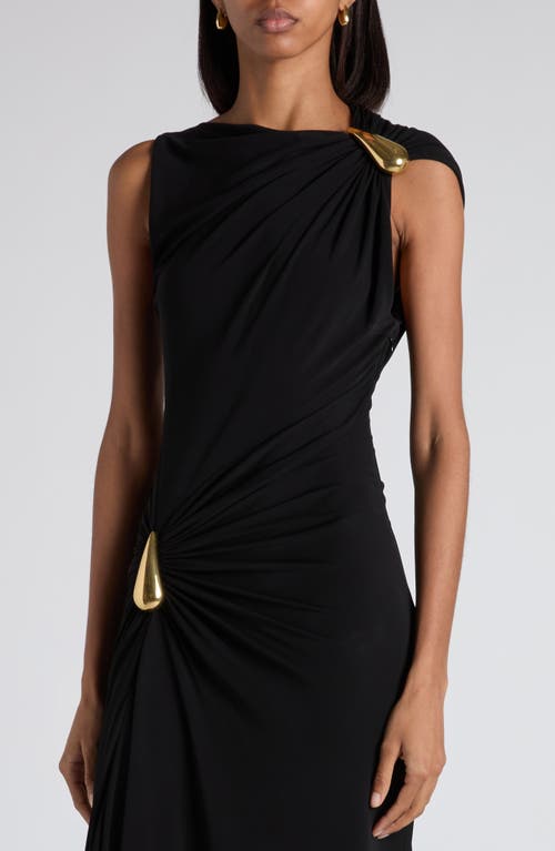 Bottega Veneta Womens Signature Metal-drop Viscose Jersey Maxi Dress Black In Black