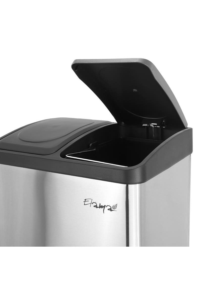 2 Section 4 Gallon Trash and Recycling Step Bin, Alternate, color, Silver