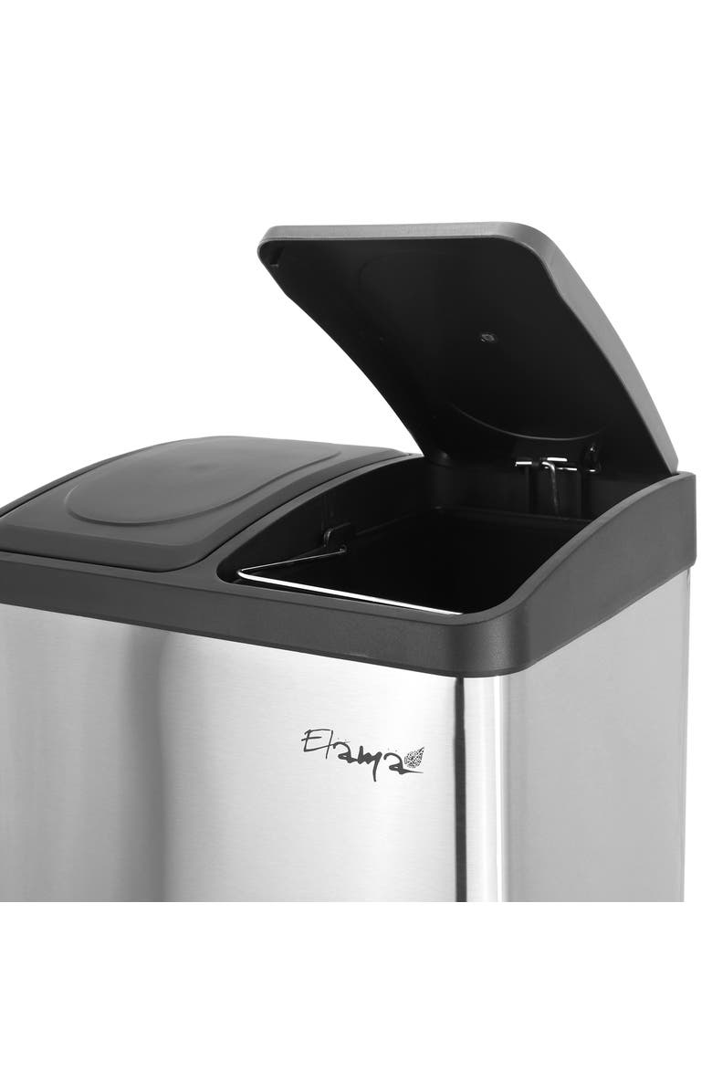 Elama 2 Section 15 Liter/ 4 Gallon Each Section Trash and Recycling Step Bin, Alternate, color, Silver