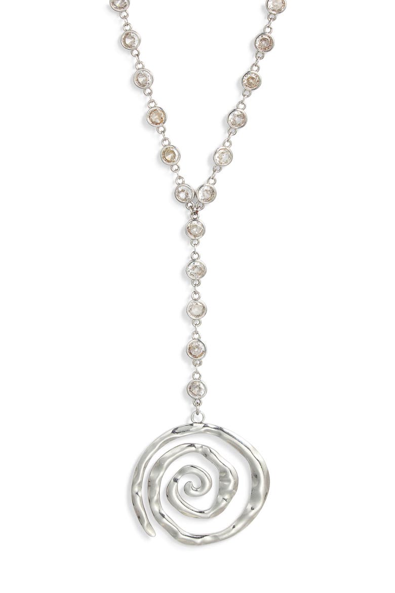 Swirl Pendant Y-Necklace, Main, color, SILVER