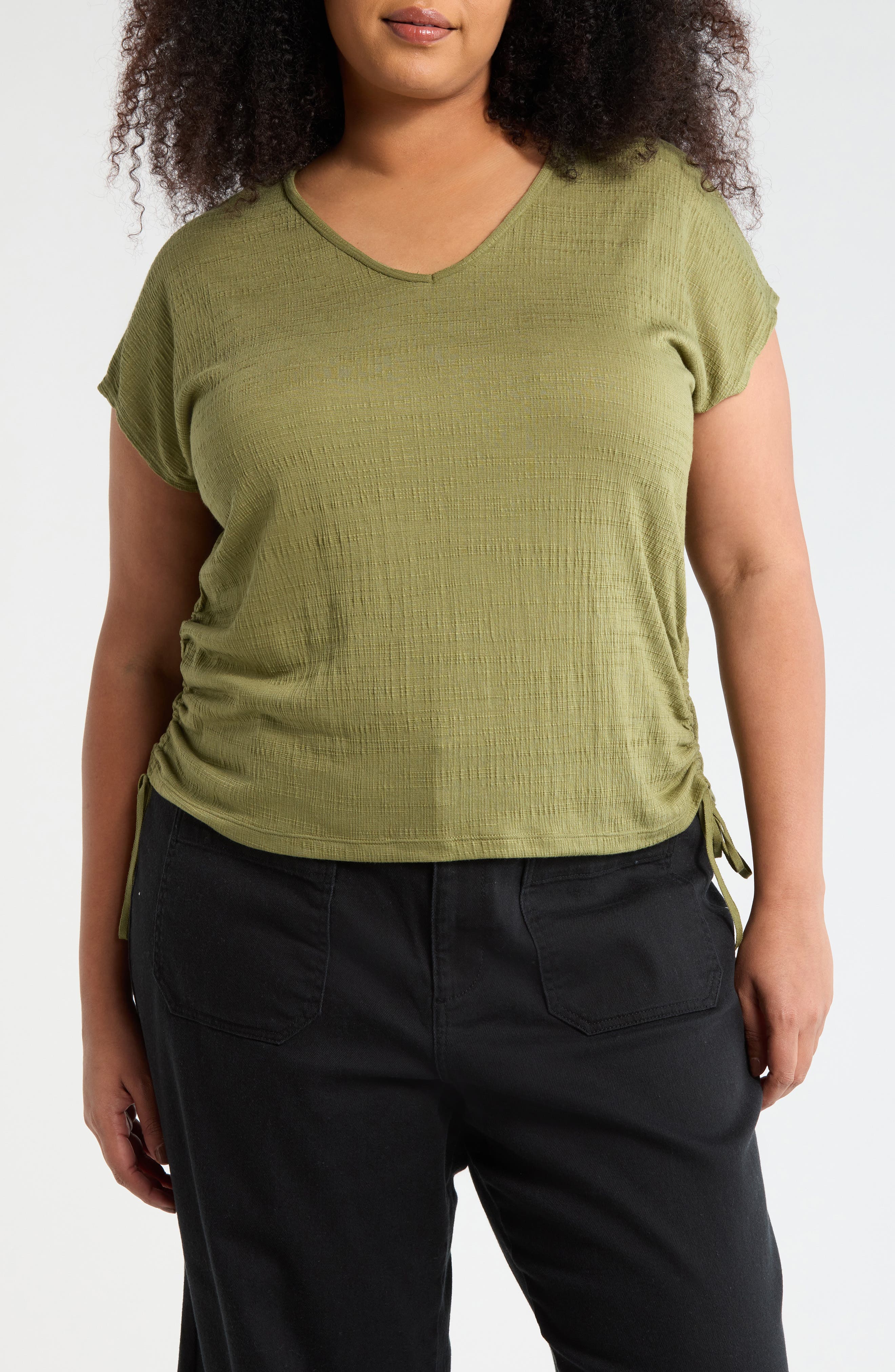MAX STUDIO V-Neck Side Cinched Top