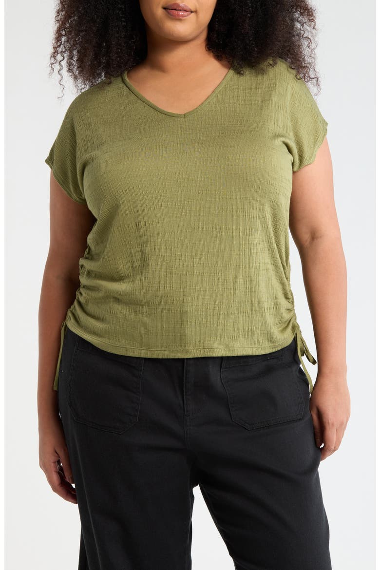 V-Neck Side Cinched Top, Main, color, SAGE