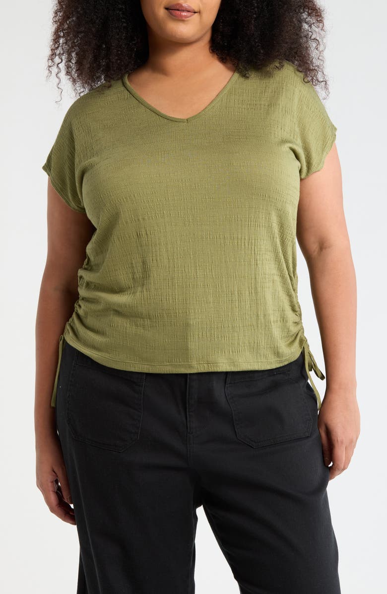 MAX STUDIO V-Neck Side Cinched Top, Main, color, Sage