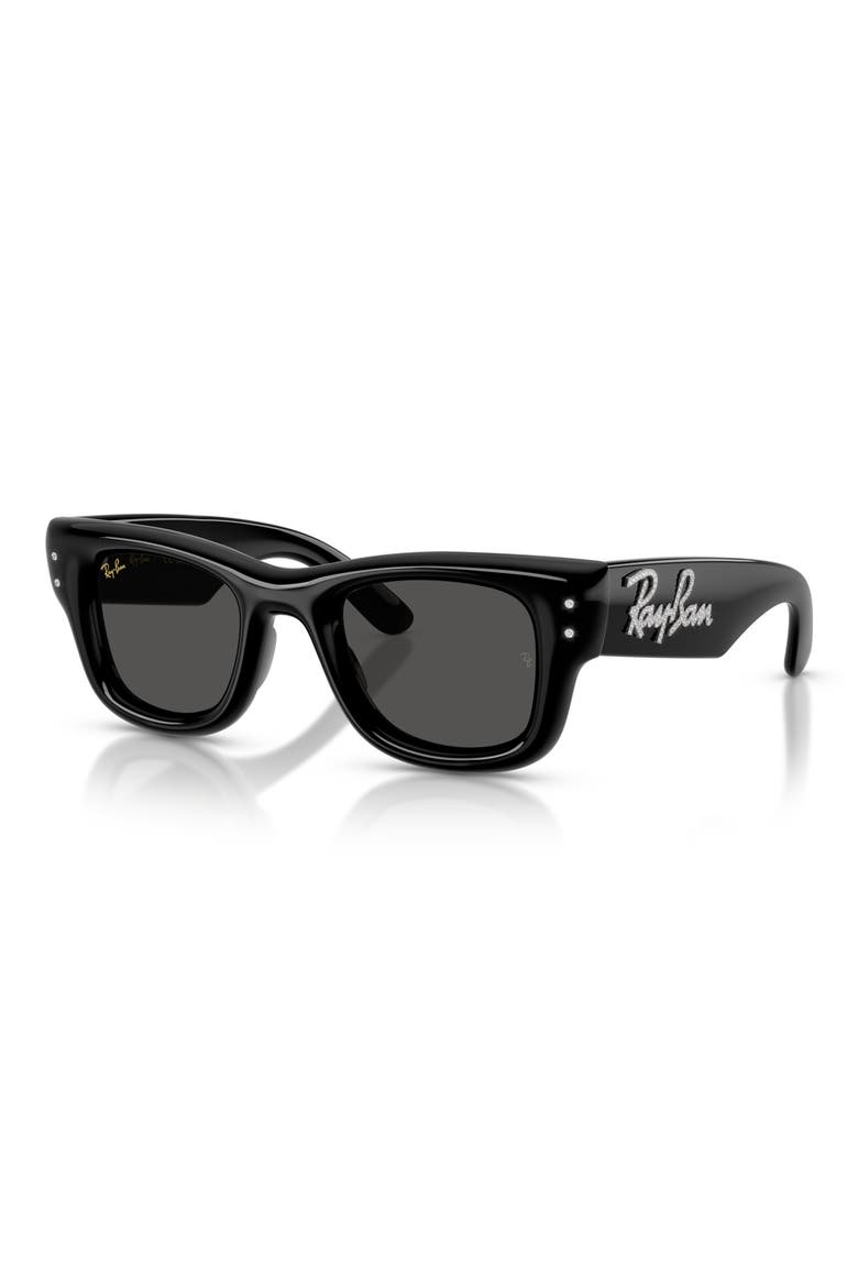 Wayfarer Puffer 47mm Small Square Sunglasses, Alternate, color, BLACK WITH STRASS / DARK GREY