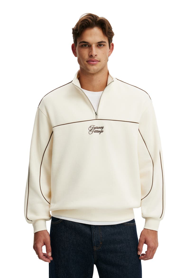 Men's 1/4 Zip Graphic Fleece, Main, color, Oat  Fairway Fittings