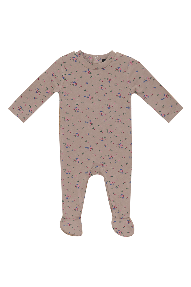 Center Back Snap Floral printed Romper, Main, color, Beige