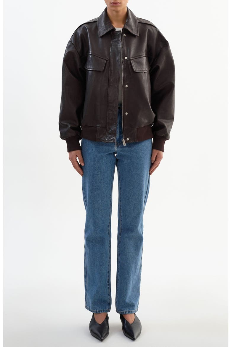 TREVANNA | Leather Bomber Jacket, Alternate, color, Oxblood
