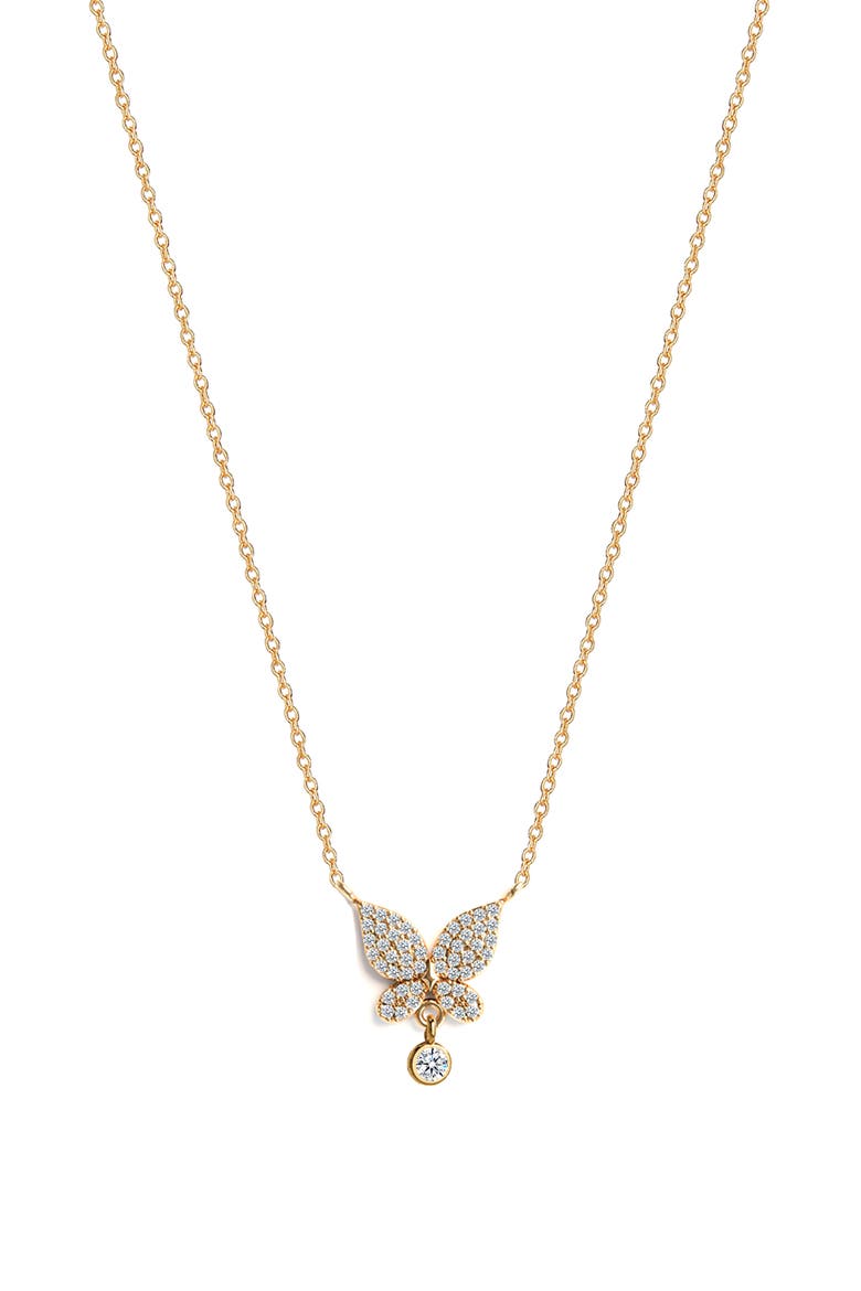 CZ Butterfly Pendant Necklace, Main, color, GOLD