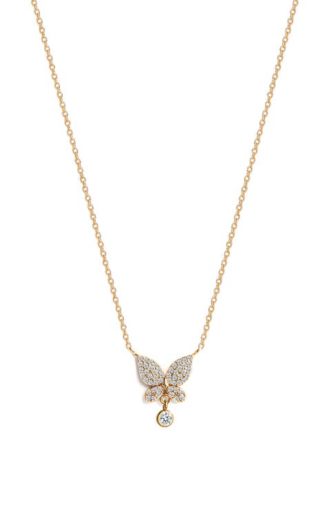 CZ Butterfly Pendant Necklace