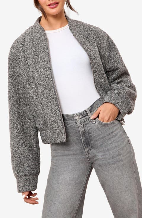 Bouclé Crop Bomber Jacket