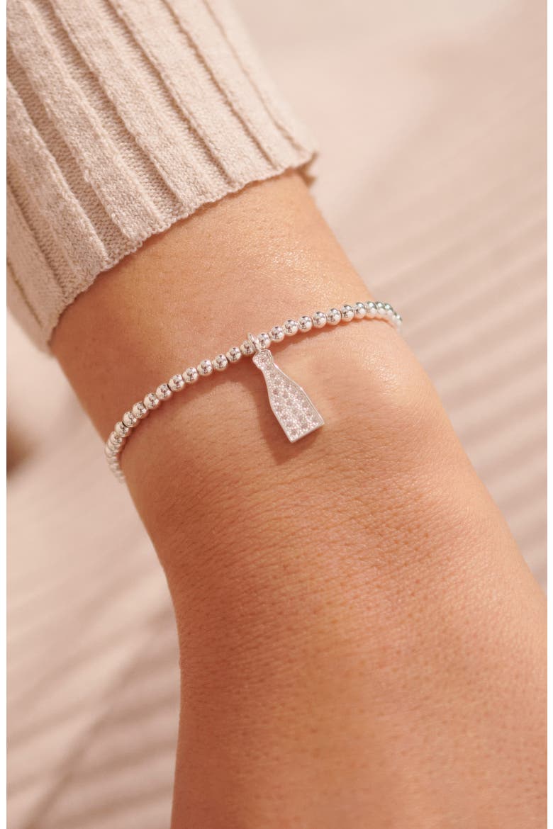 A Little 'This Calls For Champagne' Bracelet in Silver Plating, Alternate, color, Metallic Silver