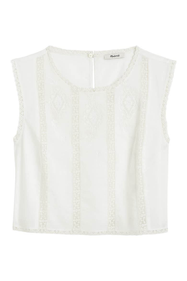 Embroidered Lace Insert Top, Alternate, color, WHITE
