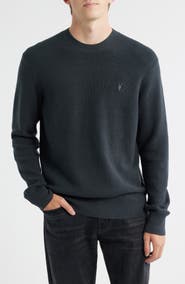 AllSaints Oversize Cotton & Wool Waffle Crewneck Sweater