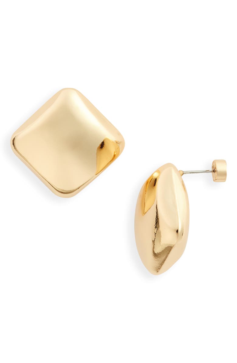 Nordstrom Puffed Square Button Stud Earrings, Main, color, Gold