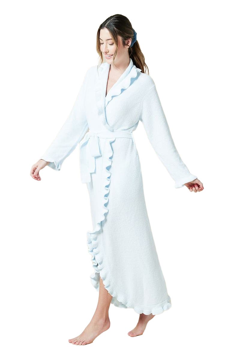 Softies Ruffle Chenille Robe, Alternate, color, Light Blue