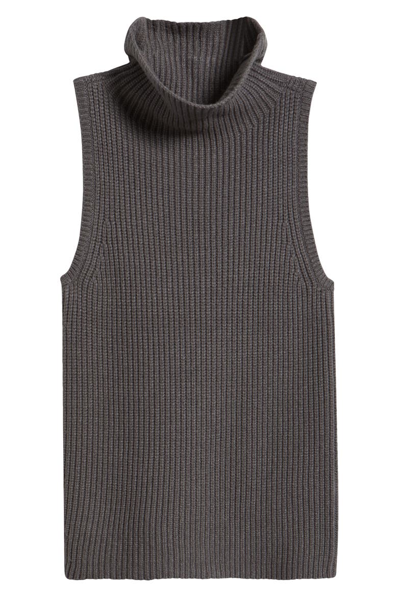 Sleeveless Funnel Neck Sweater, Alternate, color, GREY MEDIUM CHARCOAL HEATHER
