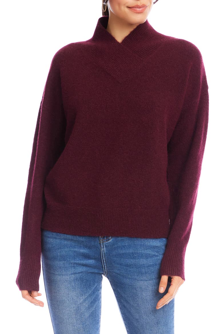 Crossover Collar Sweater, Main, color, WINE